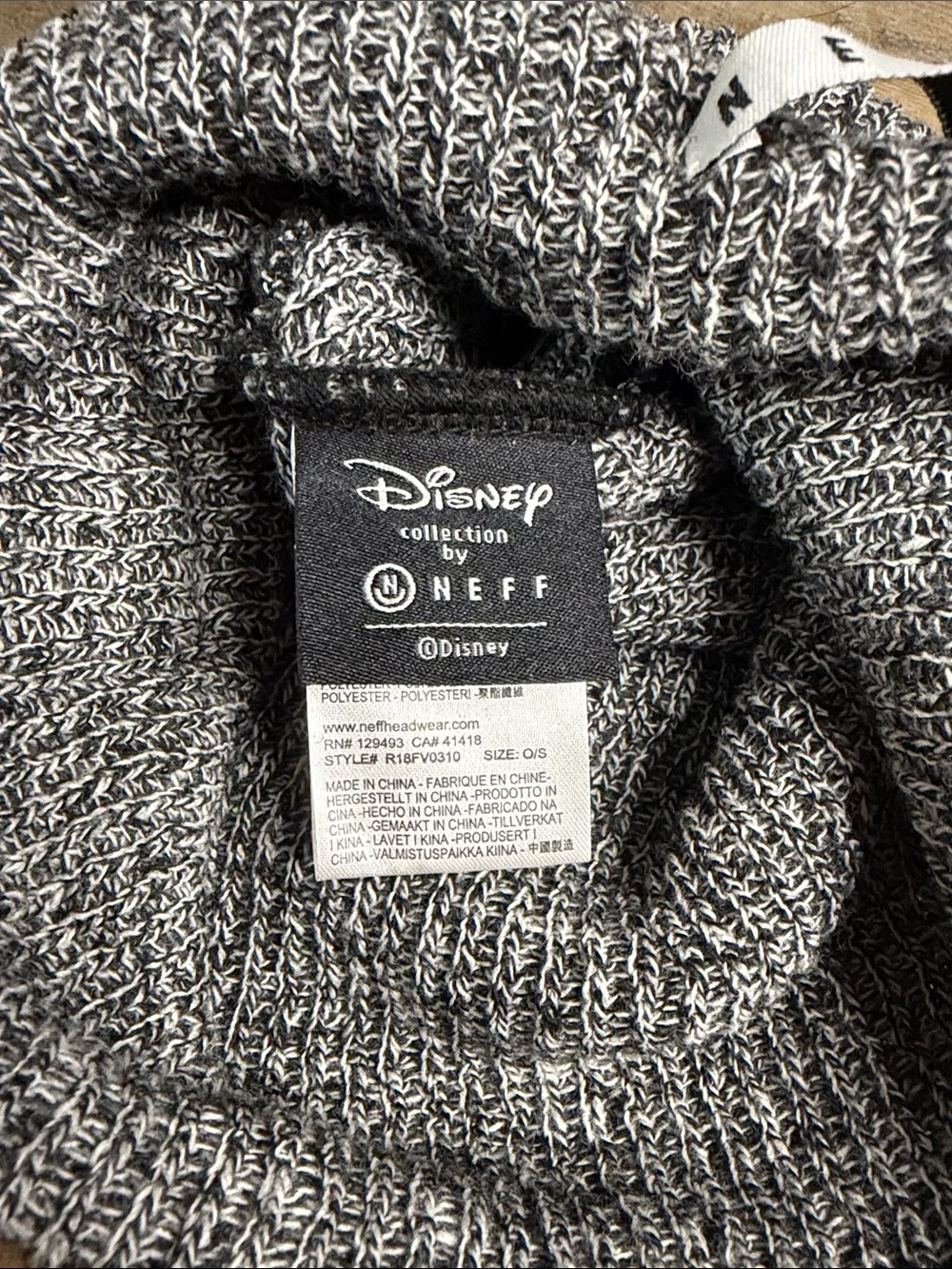 Neff Gray Ribbed Knit Disney Collection M28